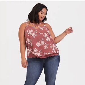 TORRID Sophie Floral‎ Chiffon Swing Cami Tank Top Size 4